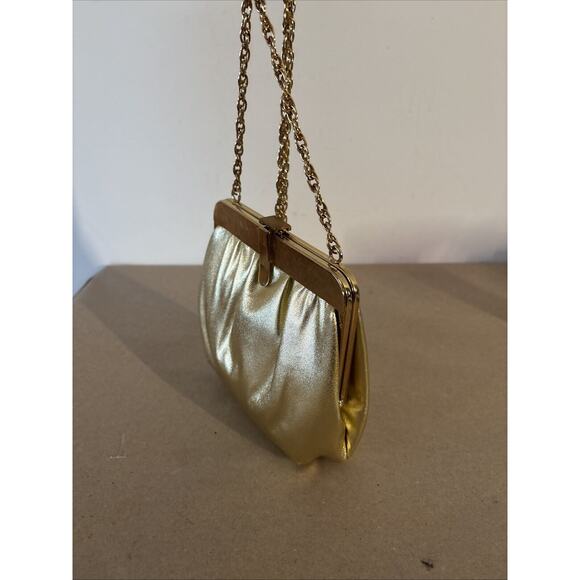 Vintage ANDE Bag 2-Sided GOLD LAME Chain Snap Close Dressy Evening CLUTCH 7x6 - Picture 13 of 13